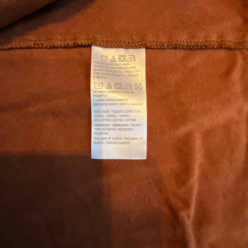 Susan Graver Weekend Rust Orange‎ Embroidered Lyocell Cotton Blouse Womens Small - Picture 7 of 10